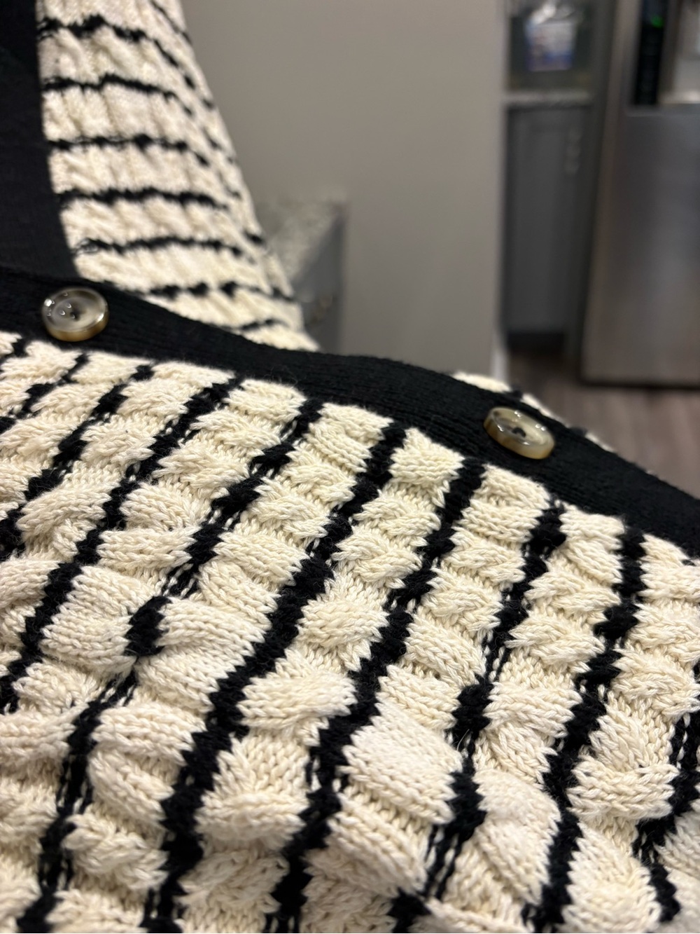 Modern Supply by Sanctuary Striped Knit Cardigan Sweater - Black & Cream - Picture 4 of 6